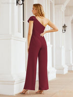 Numbersea Women's One Shoulder Long Jumpsuit Formal Evening Dress Long Bridesmaid Dresses Pants Wedding Party 28034