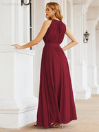 Numbersea Halter Bridesmaid Dress Empire Waist Formal Evening Prom Gown for Mother of The Bride 28030
