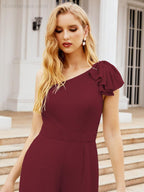 Numbersea Women's One Shoulder Long Jumpsuit Formal Evening Dress Long Bridesmaid Dresses Pants Wedding Party 28034