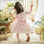 Toddler Dress Girl Summer Pink Flower Communion Printing Cute Princess Dress