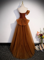 Mermaid Tulle Satin Strapless Long Party Dress Formal Dress Prom Dress