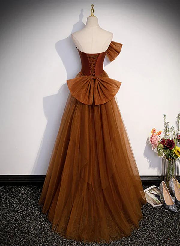 Mermaid Tulle Satin Strapless Long Party Dress Formal Dress Prom Dress