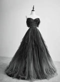A-Line Tulle Ballgown Long Party Dress Beadings Evening Dress Prom Dress