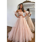 Sweetheart Strapless Ruched Tulle A-Line Long Evening Dress