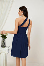 Baoleely Women Chiffon Short One Shoulder Bridesmaid Dress Formal Dresses for Party Homecoming 2804