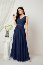 Women's Chiffon Long Bridesmaid Dresses A line Sleeveless Formal Prom Gown for Evening Party Homecoming Dresses 2808