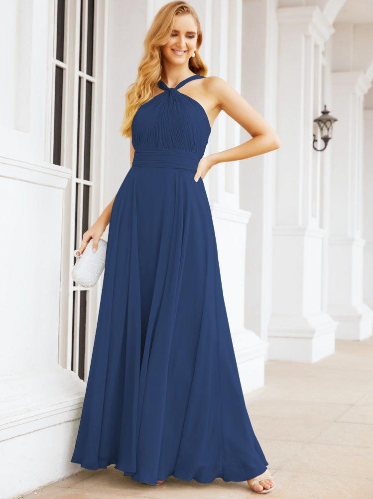 Numbersea Crisscross Halter Bridesmaid Dresses for Party Wedding Evening Prom Maxi Ball Gowns 28053