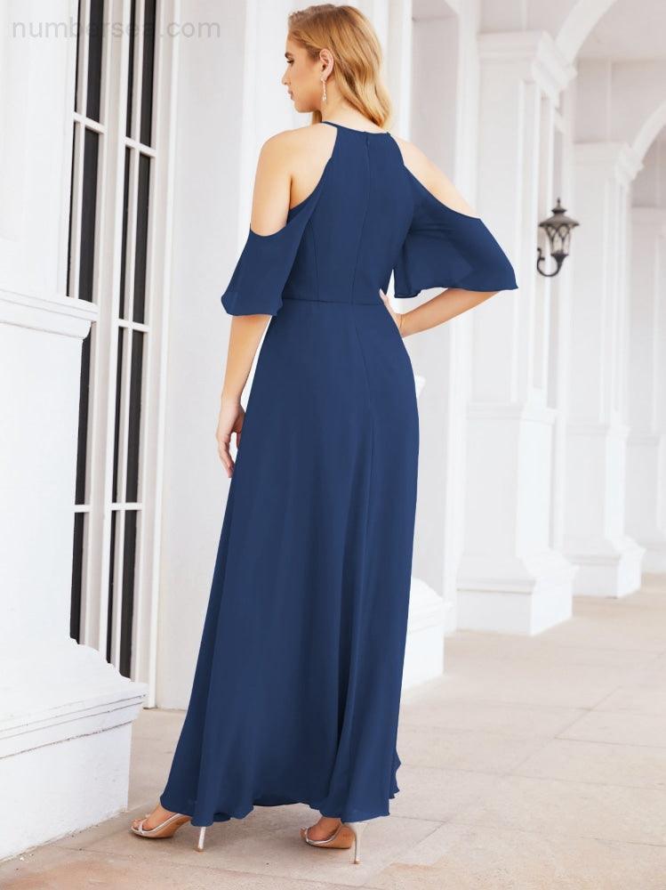 Numbersea Cold Shoulder Bridesmaid Dresses A-Line Long Formal Evening Gowns 28074