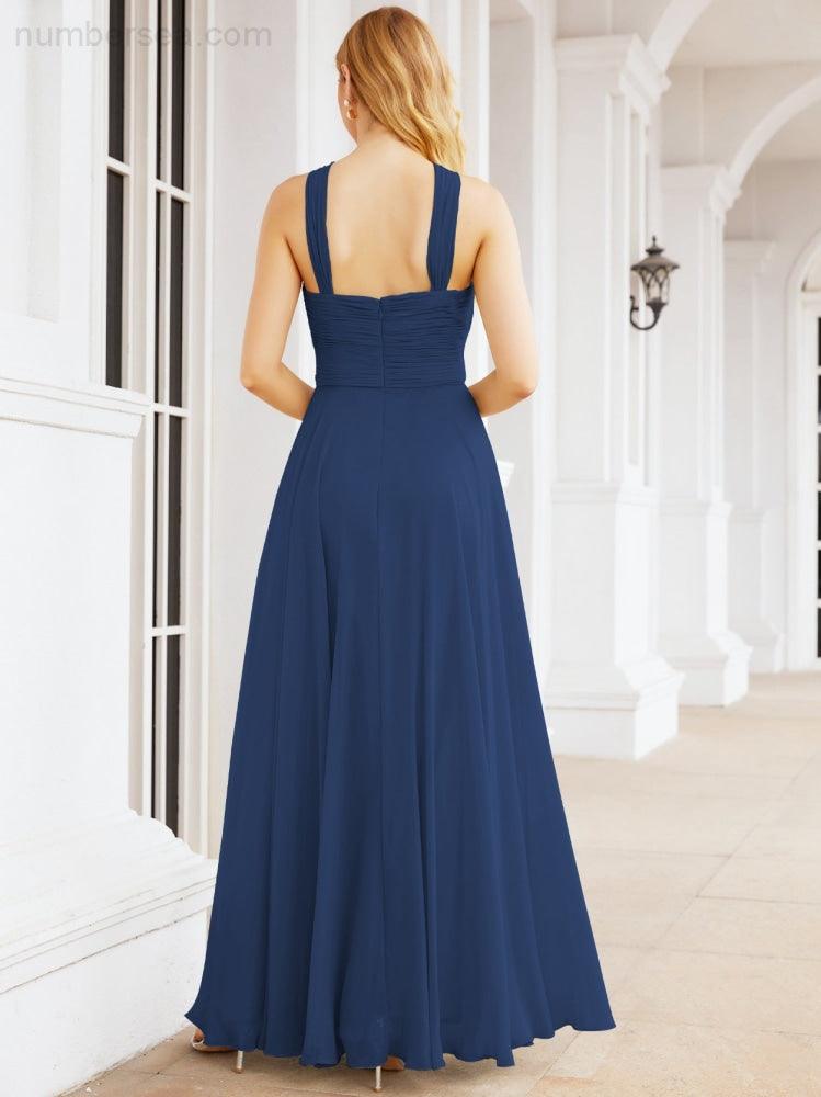 Numbersea Crisscross Halter Bridesmaid Dresses for Party Wedding Evening Prom Maxi Ball Gowns 28053