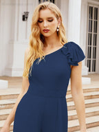 Numbersea Women's One Shoulder Long Jumpsuit Formal Evening Dress Long Bridesmaid Dresses Pants Wedding Party 28034