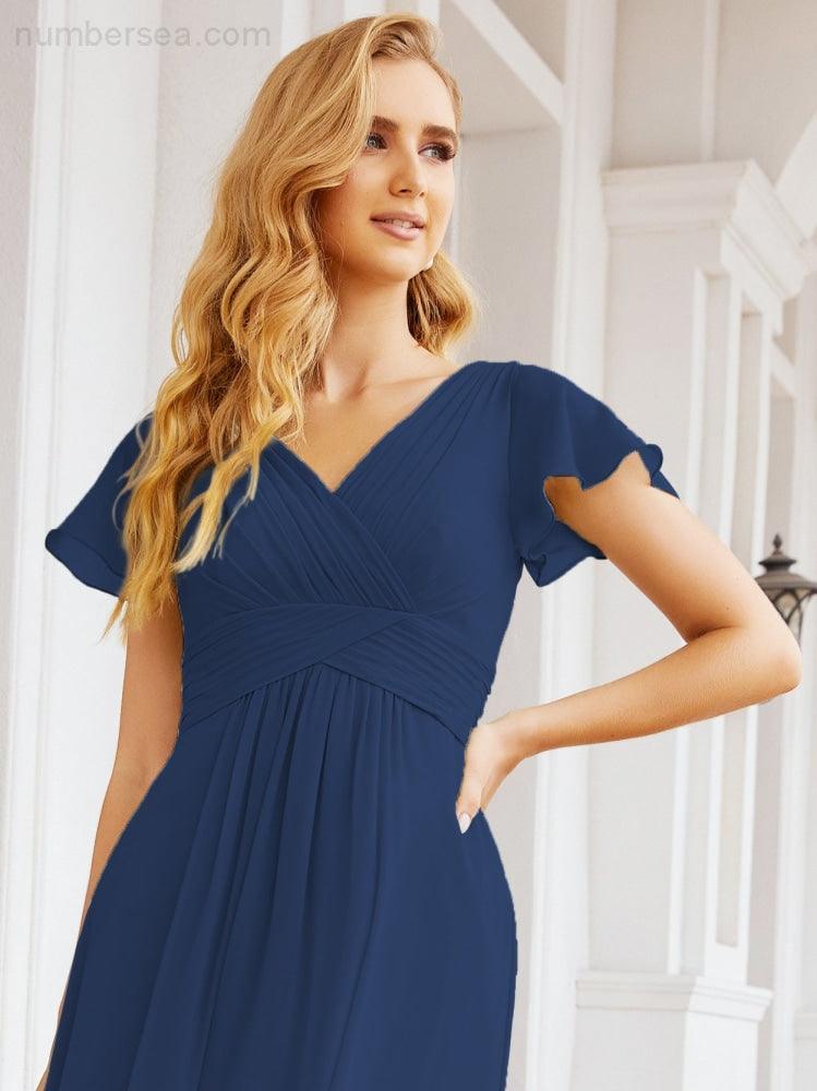 Baoleely Formal Prom Gowns for Mother of The Bride Cap Sleeves Bridesmaid Dress 28047
