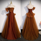 Mermaid Tulle Satin Strapless Long Party Dress Formal Dress Prom Dress