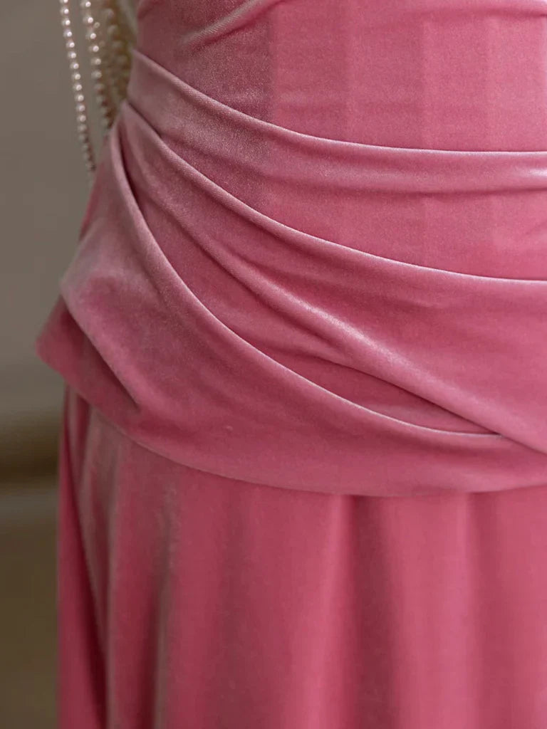 Mermaid Velvet Long Prom Dress Long Formal Dress