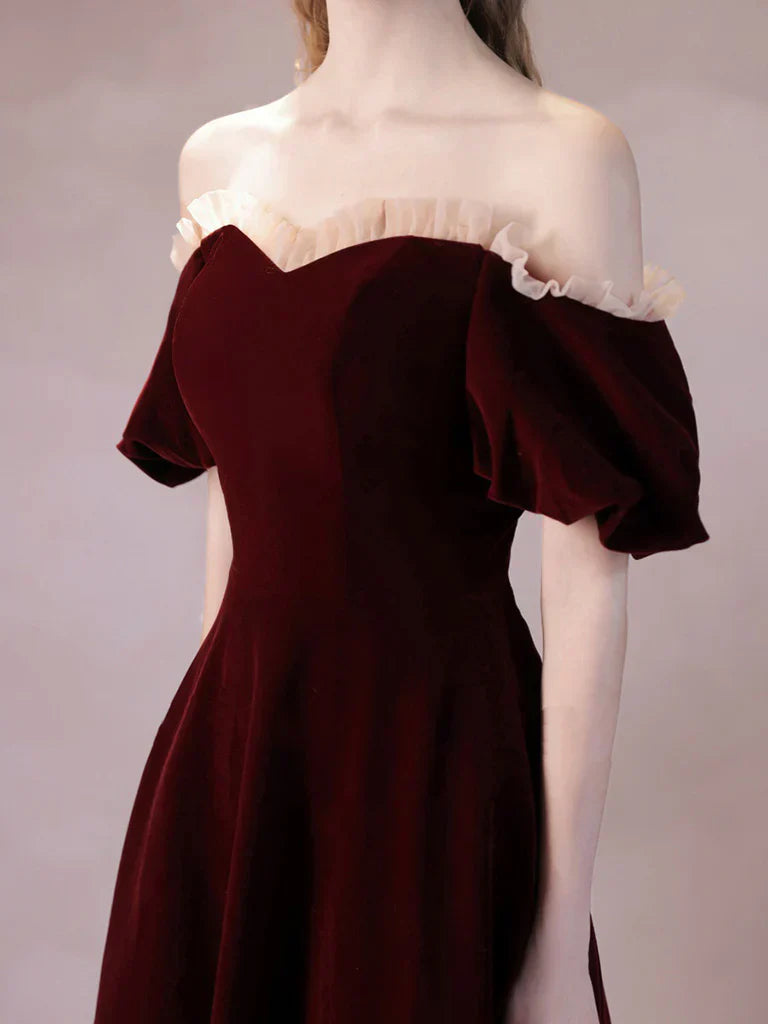 A-Line Velvet Long Prom Dress Formal Dress