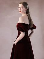 A-Line Velvet Long Prom Dress Formal Dress