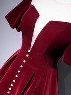A line Velvet Tea Length Prom Dresses Velvet Bridesmaid Dresses