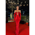 Sweetheart Strapless Sequined Cut Outs Sheath Long Prom Gown