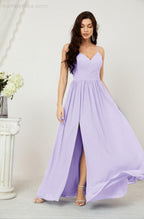 Baoleely  Neck Bridesmaid Dresses Chiffon Long Spaghetti A-line Formal Prom Gown for Wedding Party Evening 2801