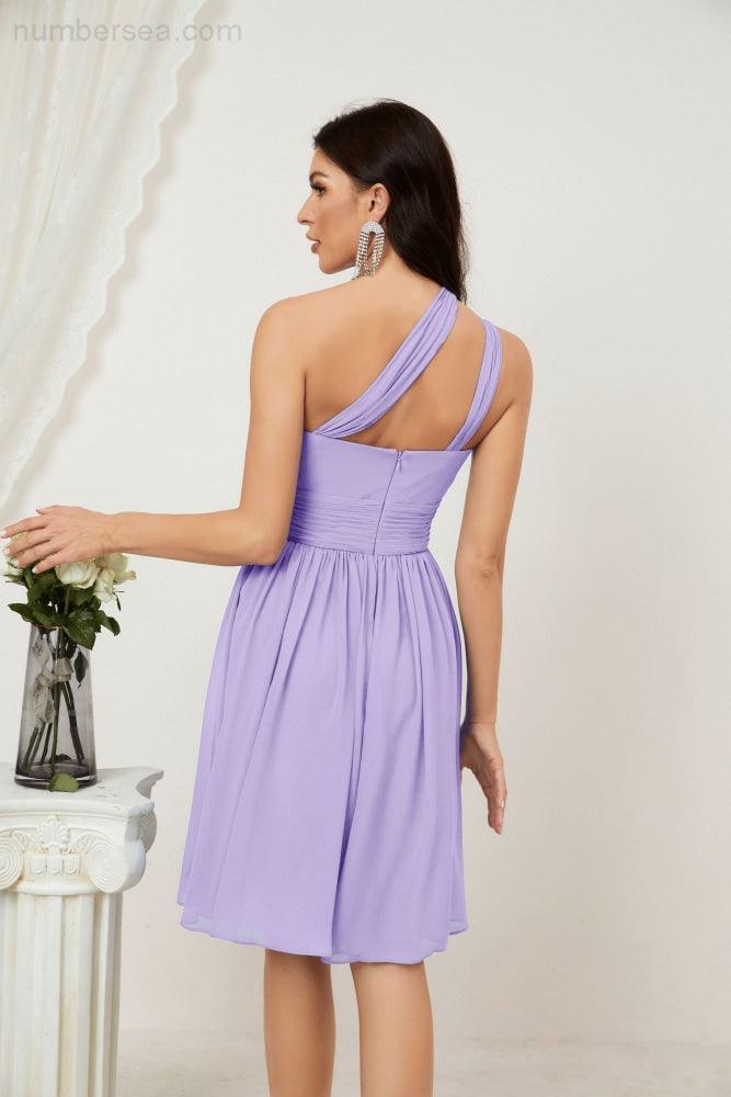 Baoleely Women Chiffon Short One Shoulder Bridesmaid Dress Formal Dresses for Party Homecoming 2804