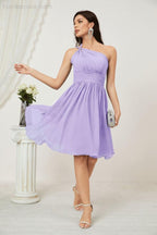 Baoleely Women Chiffon Short One Shoulder Bridesmaid Dress Formal Dresses for Party Homecoming 2804