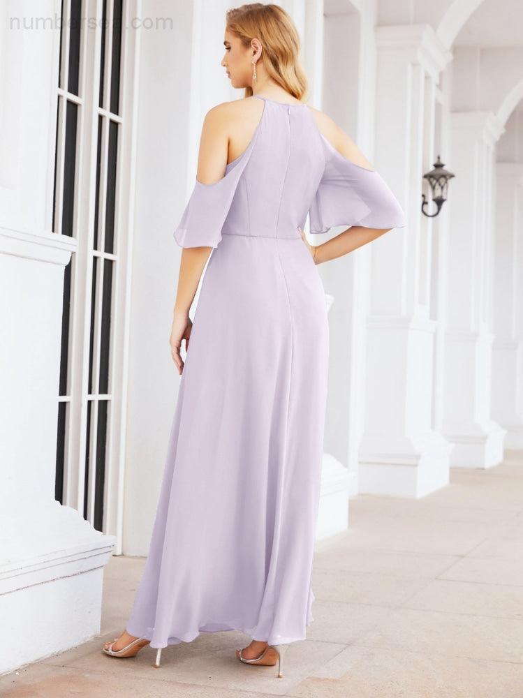 Numbersea Cold Shoulder Bridesmaid Dresses A-Line Long Formal Evening Gowns 28074