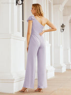 Numbersea Women's One Shoulder Long Jumpsuit Formal Evening Dress Long Bridesmaid Dresses Pants Wedding Party 28034
