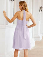 Baoleely Halter Chiffon Bridesmaid Dresses Short Sleeveless Formal Party Dress Open Back 28023