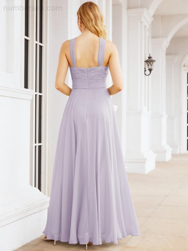 Numbersea Crisscross Halter Bridesmaid Dresses for Party Wedding Evening Prom Maxi Ball Gowns 28053
