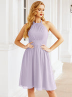 Baoleely Halter Chiffon Bridesmaid Dresses Short Sleeveless Formal Party Dress Open Back 28023