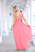 Ladies Chiffon One Shoulder Bridesmaid Evening Dress Wedding Party Evening Dress 28133