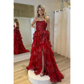 Glamorous & Dramatic Off-Shoudler Sparkly A-Line Sleeveless Slit Party Prom Dress