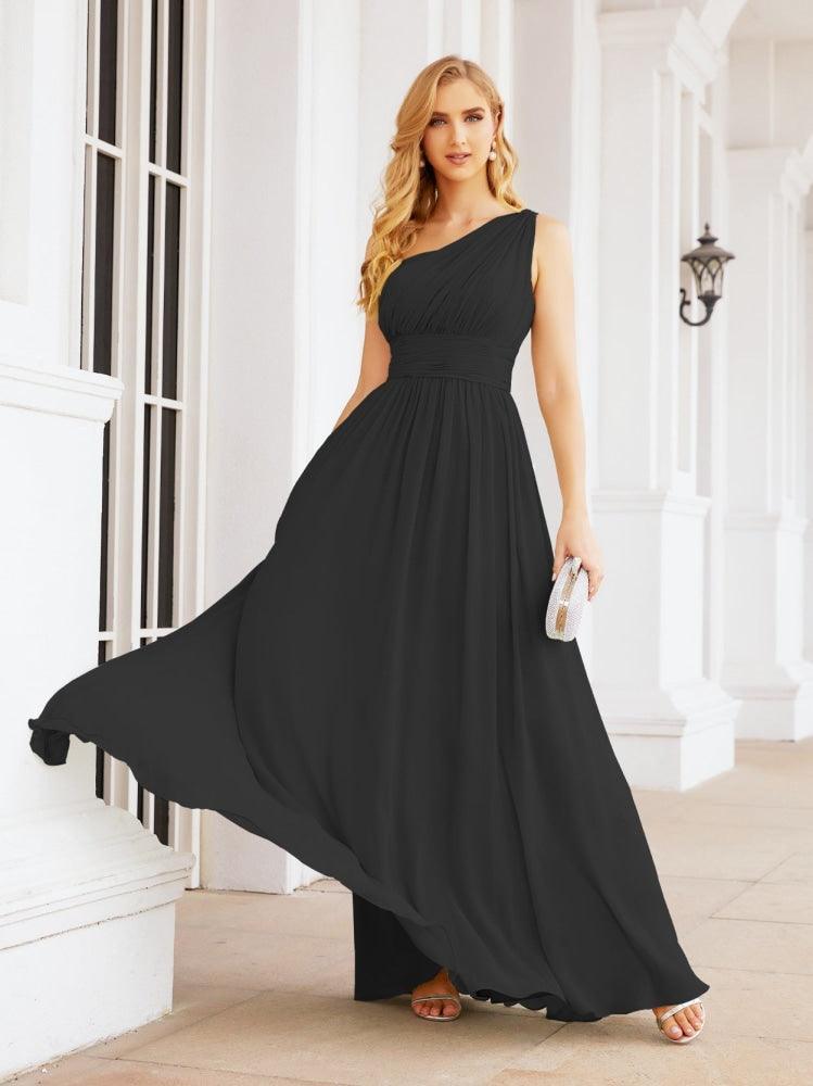 Numbersea One Shoulder Bridesmaid Dresses Long Maxi Formal Evening Party Prom Gowns 28061