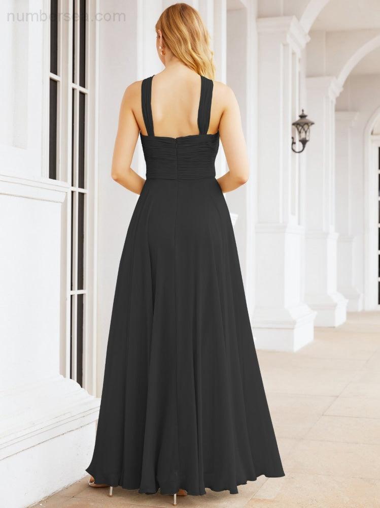 Numbersea Crisscross Halter Bridesmaid Dresses for Party Wedding Evening Prom Maxi Ball Gowns 28053