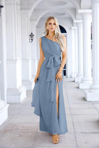 Ladies Chiffon One Shoulder Bridesmaid Evening Dress Wedding Party Evening Dress 28133