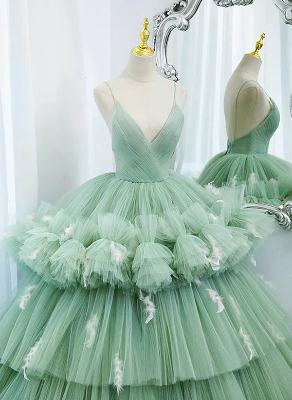 Tulle Layers Low Back Prom Dress Sweet Dress Quinceanera Dress