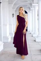 Ladies Chiffon One Shoulder Bridesmaid Evening Dress Wedding Party Evening Dress 28133