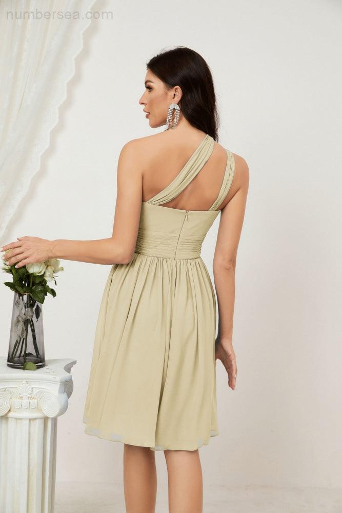 Baoleely Women Chiffon Short One Shoulder Bridesmaid Dress Formal Dresses for Party Homecoming 2804