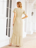 Numbersea Ruffled Bridesmaid Dresses Mermaid Formal Violin Evening Party Prom Gowns 28042