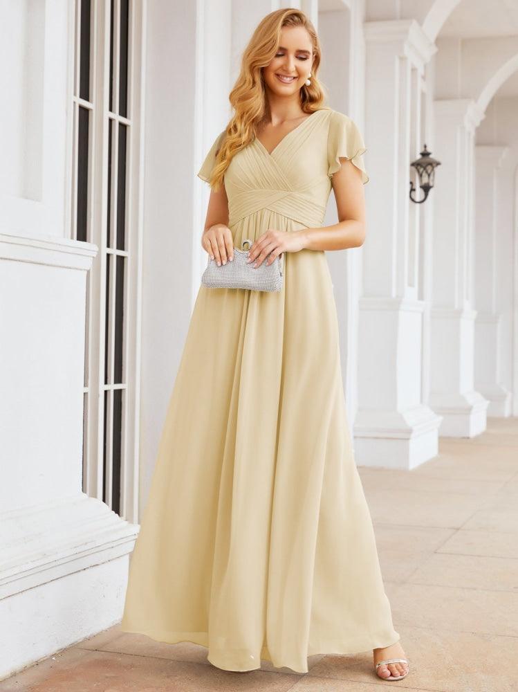 Baoleely Formal Prom Gowns for Mother of The Bride Cap Sleeves Bridesmaid Dress 28047