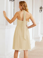 Baoleely Halter Chiffon Bridesmaid Dresses Short Sleeveless Formal Party Dress Open Back 28023