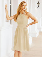 Baoleely Halter Chiffon Bridesmaid Dresses Short Sleeveless Formal Party Dress Open Back 28023