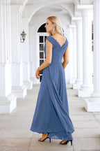 Ladies Chiffon V Neck Sleeveless Floor Length Bridesmaid Evening Dress Wedding Party Evening Dress 28126