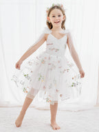A-Line Sleeveless Floral Embroidered Tulle Toddler Flower Girl Dress