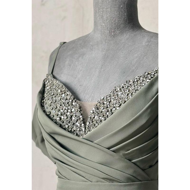 Sheath/columnoff-shoulder Straps Beaded Pleats Formal Evening Dress