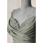 Sheath/columnoff-shoulder Straps Beaded Pleats Formal Evening Dress