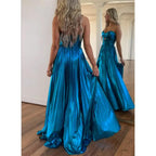 Sweetheart Sleeveless A-line with Side Slit Party Prom Evening Dress