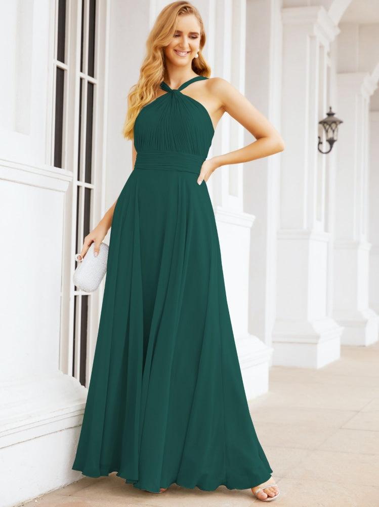 Numbersea Crisscross Halter Bridesmaid Dresses for Party Wedding Evening Prom Maxi Ball Gowns 28053