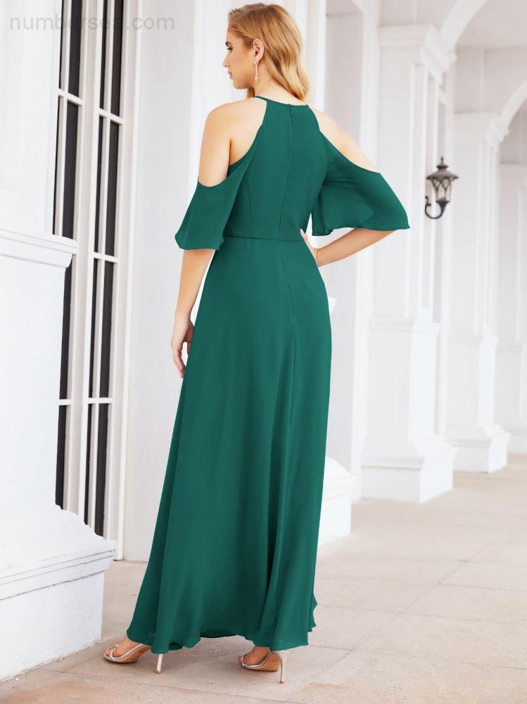 Numbersea Cold Shoulder Bridesmaid Dresses A-Line Long Formal Evening Gowns 28074