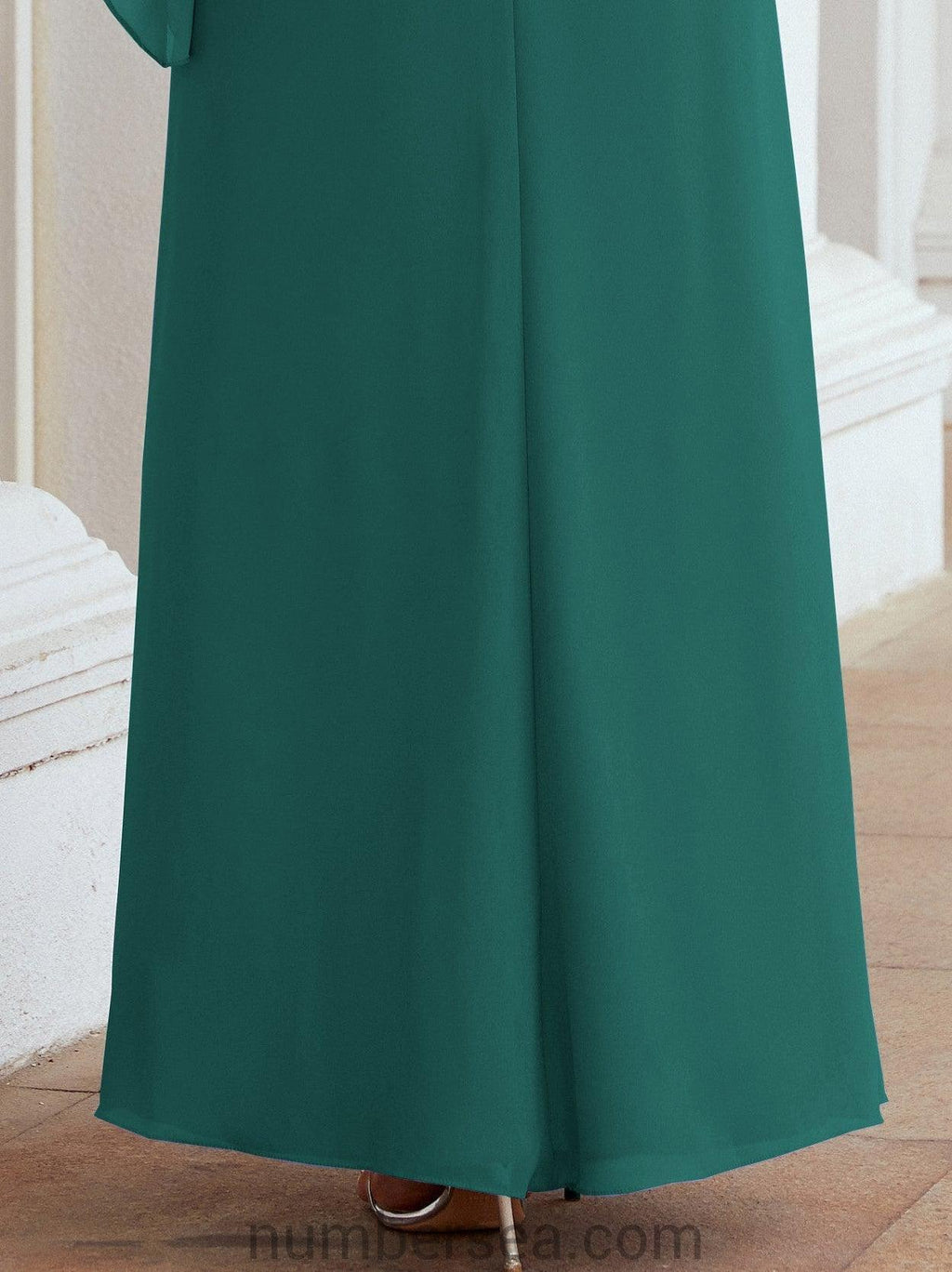 Sunnderly Formal Party Gown Dress Long Mother of The Bride Dresses with Ruffle Cape SY28026