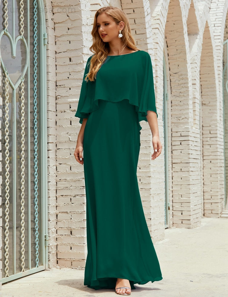 Sunnderly  Bridesmaid Dress Women Long Sleeve V-Neck Chiffon Formal Wedding Party Dress SY28018